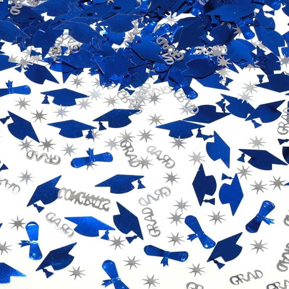 Silver and Blue Graduation Confetti 2026, 1000 Pcs Class of 2026 Table Centerpiece Grad Confetti for 2026 Graduation Party Decorations Supplies