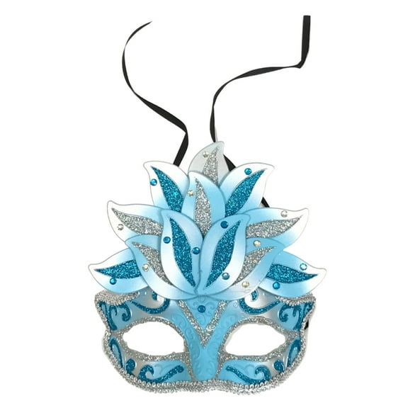 Silver and Blue Ornate Mask with Jewels (Each)
