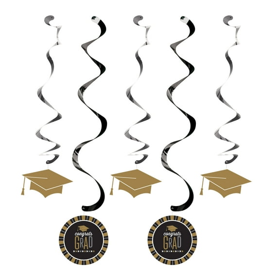 Silver and Gold Glitz Graduation Dizzy Danglers, 5 pk