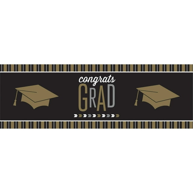 Silver and Gold Glitz Graduation Giant Party Banner - Walmart.com