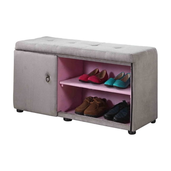 Silver and Gray 18" Tall Storage Ottoman with Shoe Compartment Max Storage Space, Style & Comfort for Living Room & Bedroom