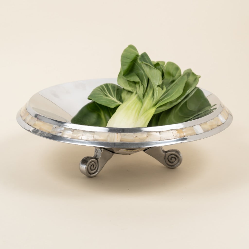 Silver And Mother Of Pearl Pedestal Centerpiece Bowl Silver And Mother Of Pearl Pedestal Centerpiece Bowl
