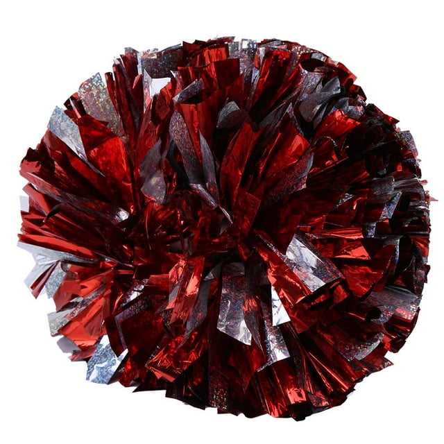 Silver and Red Cheerleading Pom Poms for Dance Party School Sports Competition