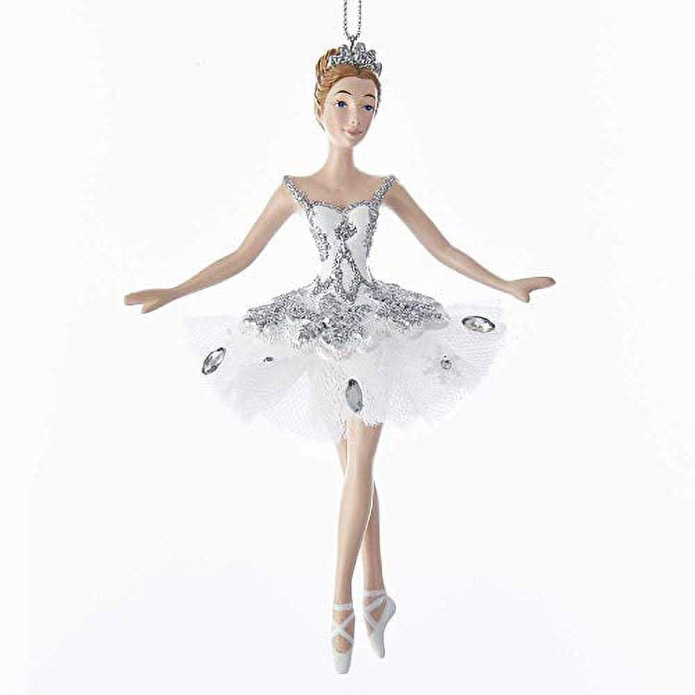 Silver and White Snow Queen Ballerina Christmas Ornament 5.75