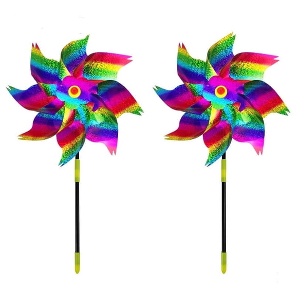 Silver bird repelling windmill laser wind turbine toy windmill toy Eight windmills in gradient colors
