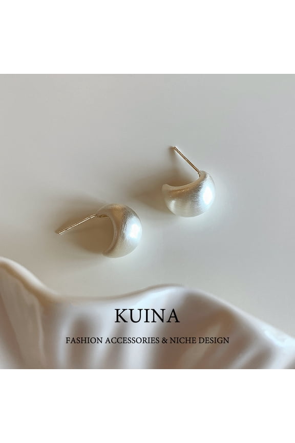 Silver brushed temperament small earrings new explosive models light luxury senior sense of pure silver needle earrings Ms. exquisite simple earrings