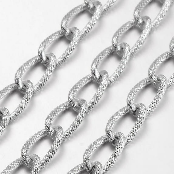 Silver color Plated Aluminium Twisted Chains Curb Chains Unwelded 21.8x12.8mm