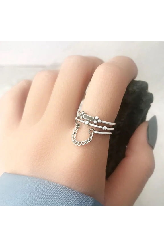 Silver-decorated Lucky Ring Female Prosperous Wealth