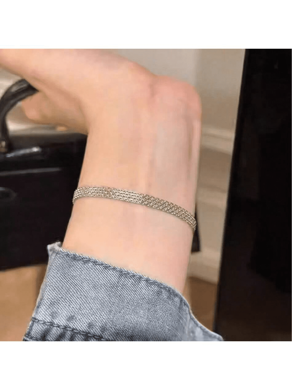 Silver elegant stainless steel braided bracelet, perfect for Valentine ...