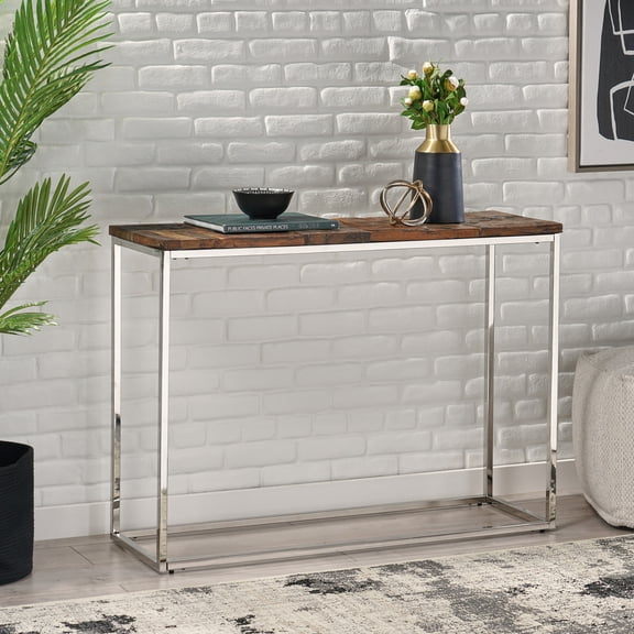 Silver - finished Stainless Steel Frame Console Table for Contemporary Interiors