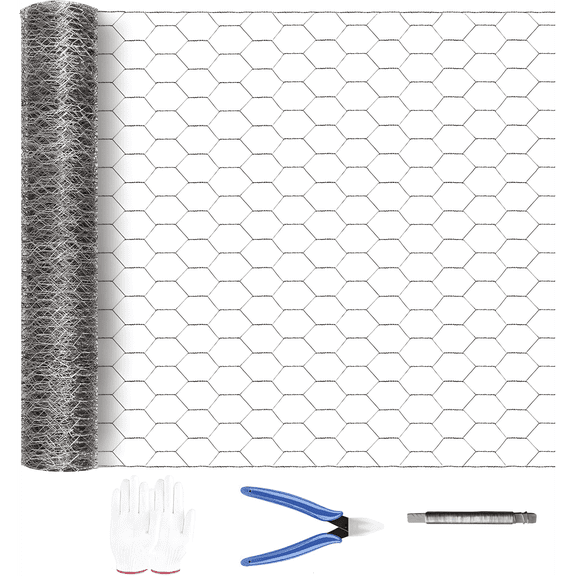 Silver galvanized metal hexagonal mesh, 21-gauge wire, rust-resistant garden net, suitable for floral arrangements, chicken wire, handicrafts, plant protection, and rabbit cages. WL RR