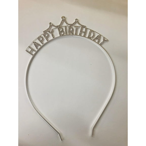 Silver gold Happy Birthday Rhinestone Headband / Happy Birthday Tiara / Birthday Party Headband / Rhinestone Headband / Birthday