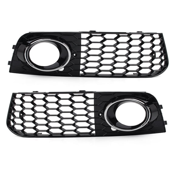 Silver honeycomb hexagonal mesh fog light protective cover suitable for Audi A4 B8 2009-12 2011 2010-