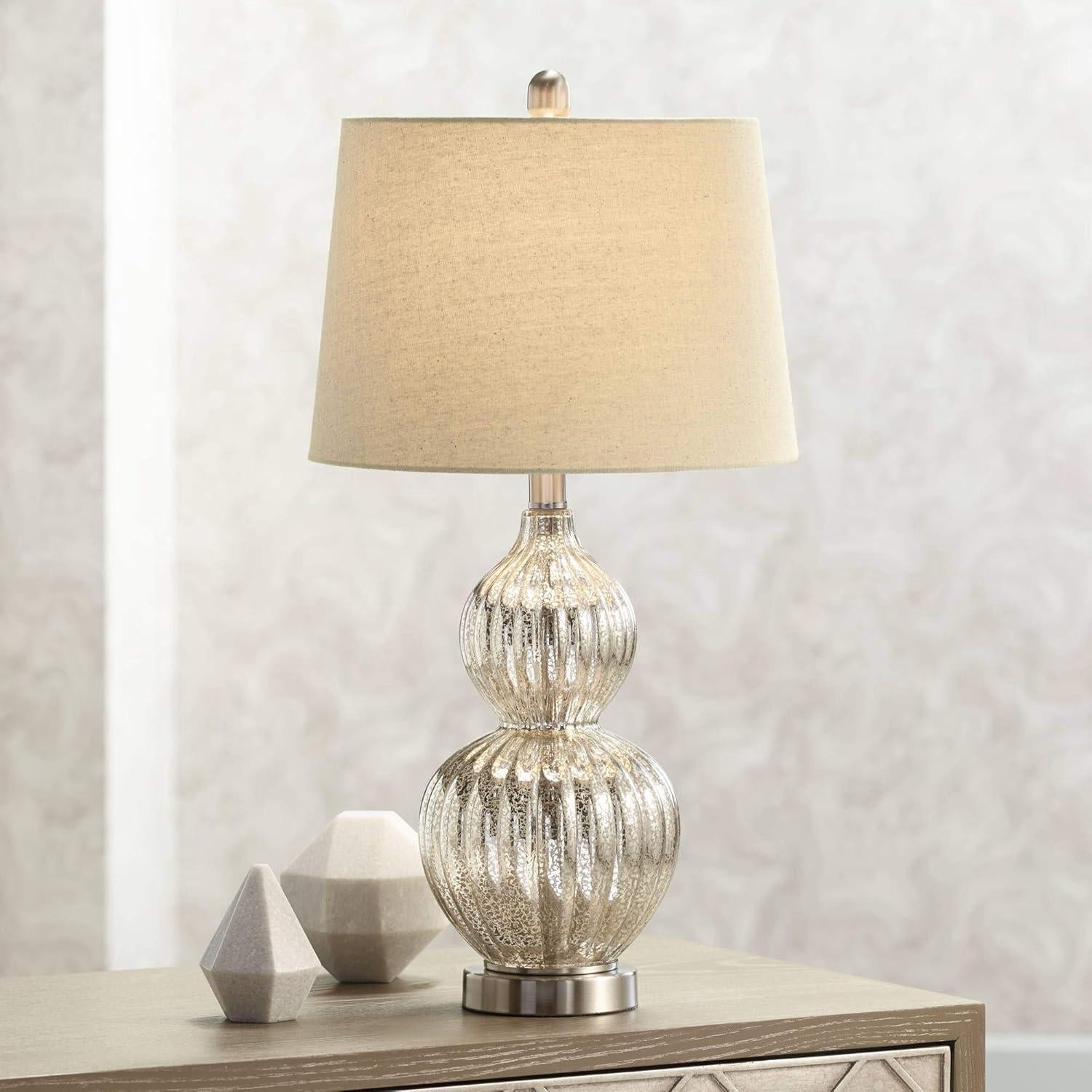Silver mercury glass table lamp for living room & bedroom - Walmart.com