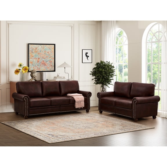 Silver nails decorated | 2 + 3 sectional sofa for living room gatherings | Gain a stylish and comfortable seating option