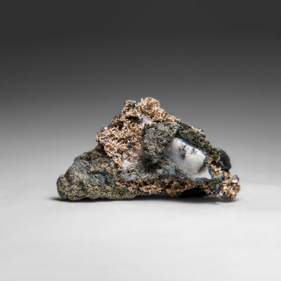 Silver on Calcite Crystal Cluster Matrix From Bouismas Mine, Zagora, Morocco