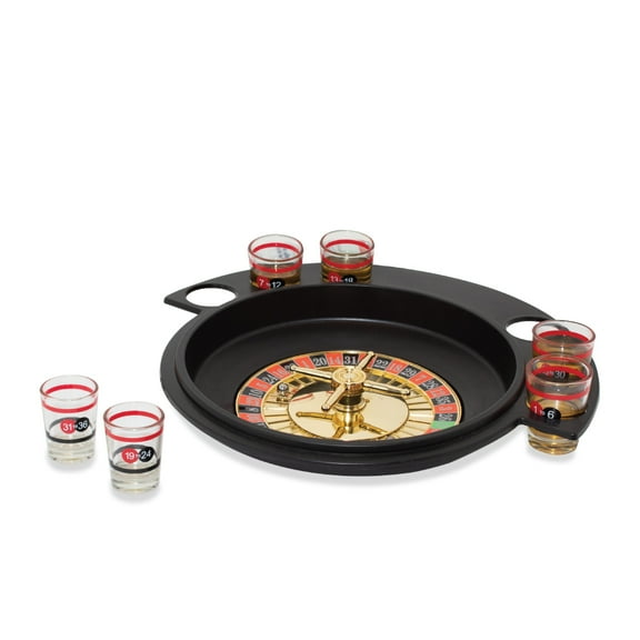 Silver one Shot Glass Roulette Drinking Game Set - 6 Glass Cups & 2 Balls