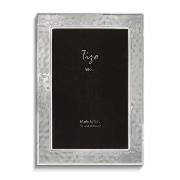 Silver-plated Hammered Double Border 4x6 Frame