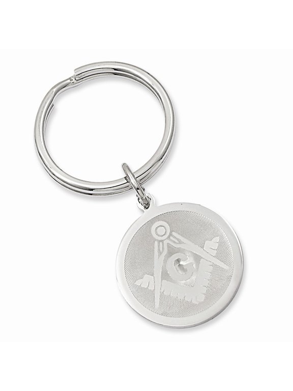 Silver-plated and Rhodium Round Masonic Key Ring - .2 Grams