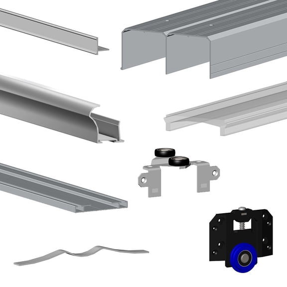 Silver premium sliding bi-pass door hardware kit - 78-inch track for 2 bypass doors up to 110 lbs - SLID'UP 280