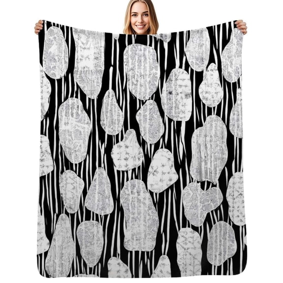 Silver stones zebra stripes pattern Flannel Blankets Soft Throw Blanket Winter Travel Office Outdoor Bedspread