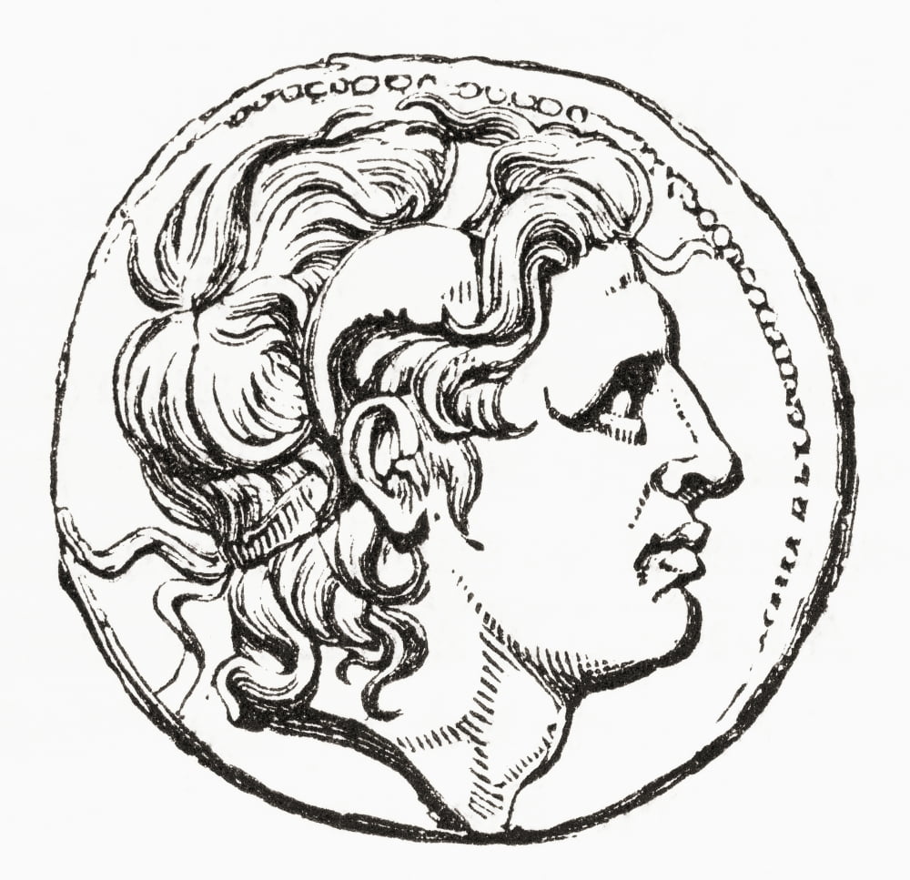 Silver tetradrachma of Alexander III of Macedon 356 Canvas Art - Ken Welsh Design Pics (28 x 26)