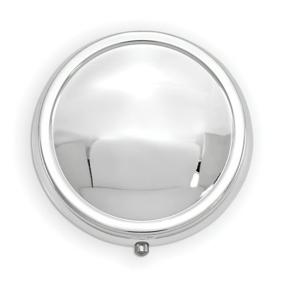 Silver-tone 3-Section Round Pillbox w/Mirror GM16814