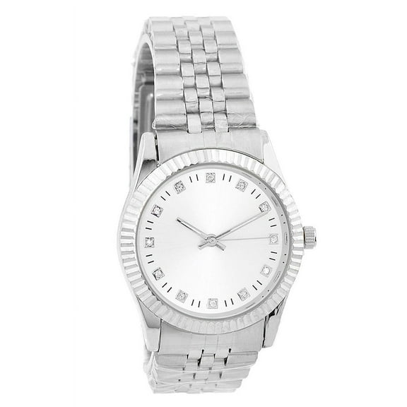 Silver-tone Classic Ladies clubbing business watch 63mm 10mm thick. silver dial, 16mm wide Silver-tone metal link bracelet fits 7 inches wrist
