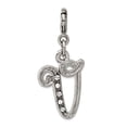 thumbnail image 1 of Silver-tone Crystal Letter Name Personalized Monogram Initial V Spring-Ring Charm 30.4x13.2mm Wide Charm for Women, 1 of 2