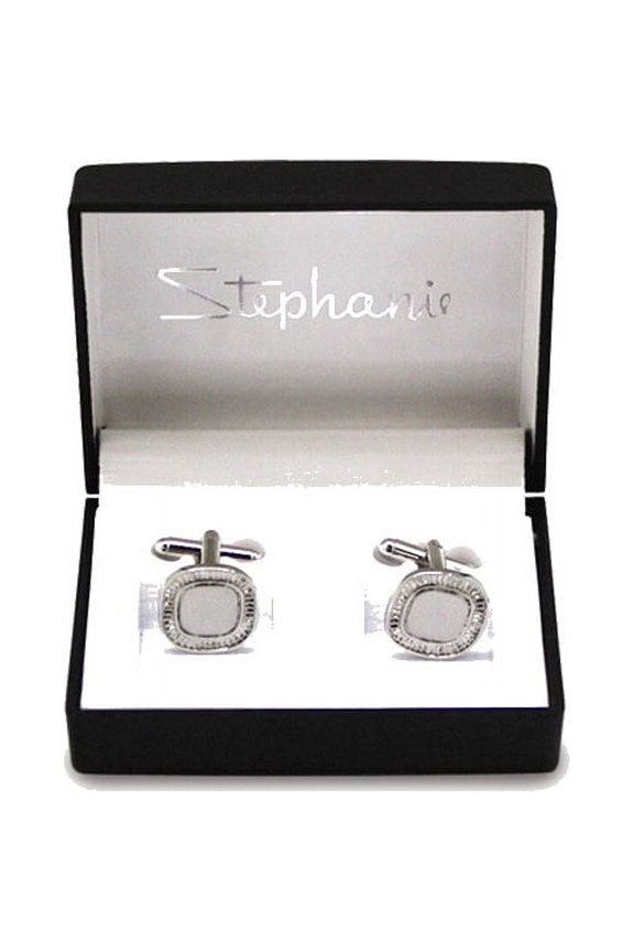 Silver-tone Cuff Links - Engravable Personalized Gift Item