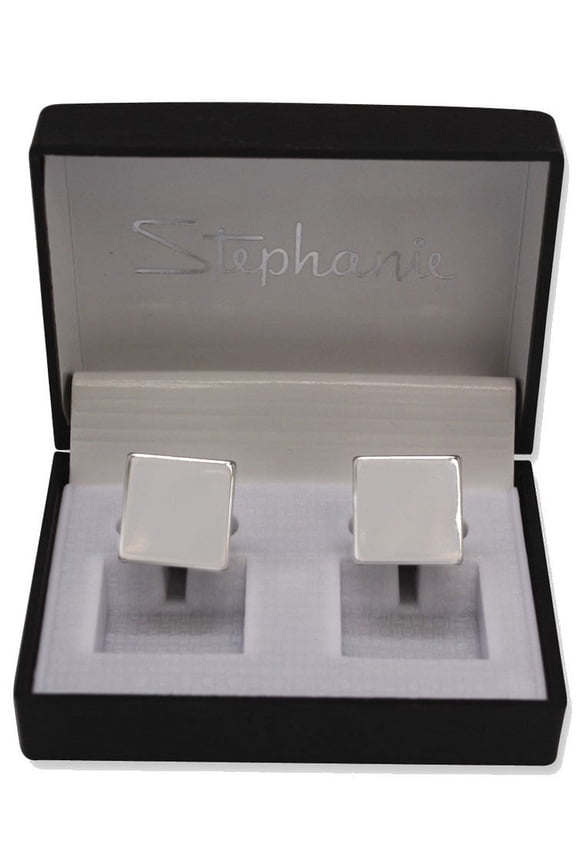 Silver-tone Cuff Links - Engravable Personalized Gift Item