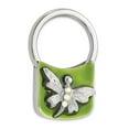 thumbnail image 1 of Silver tone Dragonfly With Crystals Olive Enamel Key Ring Fob - Key Chain for Men, 1 of 5