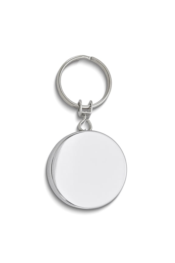 Silver-tone Engravable Round Zip Pull Retractable Key Ring with Belt Clip QGM16783