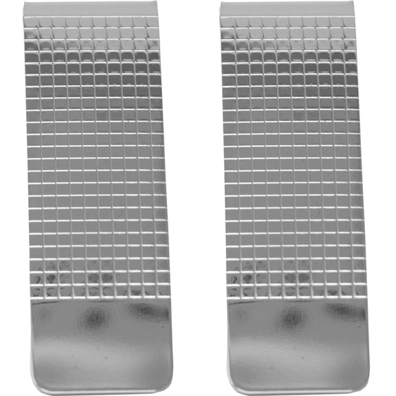 Set of 2 Chrome-Plated Slim Stainless Steel Money Clips in Silver (Pebble Grain)