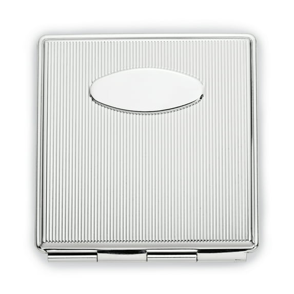 Silver-tone Etched Lines Square Compact Mirror Q-GM16823