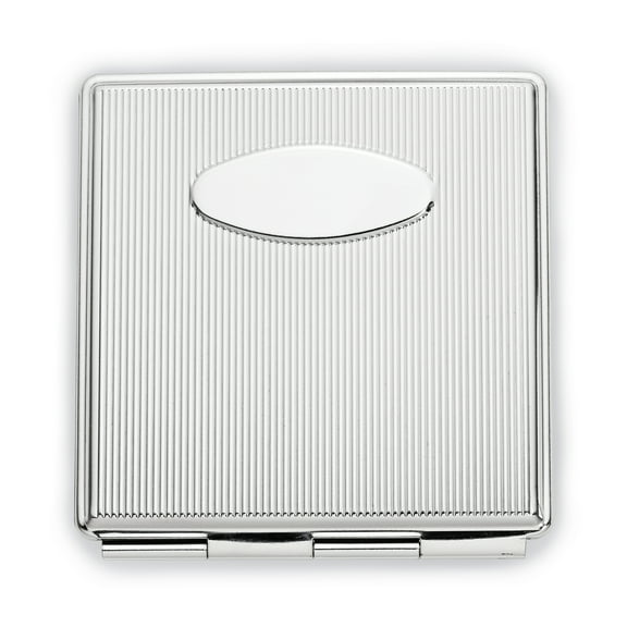 Silver-tone Etched Lines Square Compact Mirror Q-GM16823