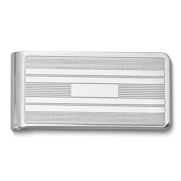 Silver-tone Lined Money Clip with Engraving Area QGM2701