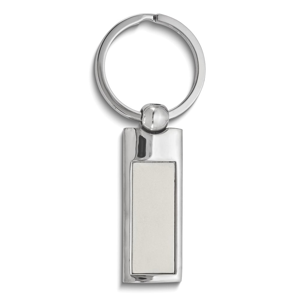 Silver-tone Metal Engravable Rectangle Key Ring QGM2806