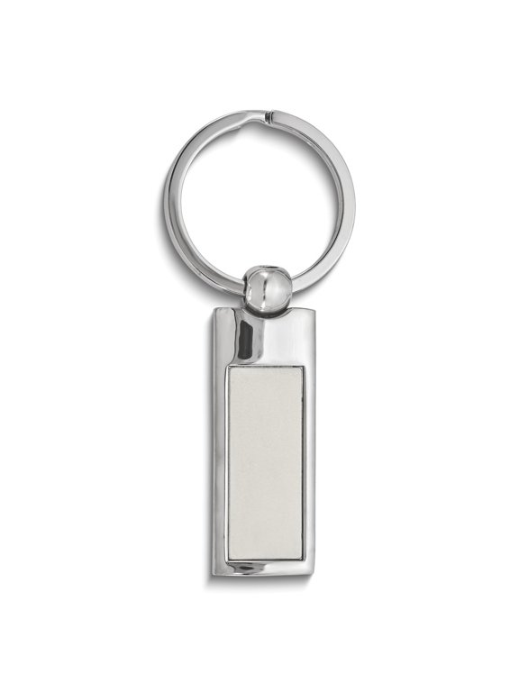 Silver-tone Metal Engravable Rectangle Key Ring QGM2806