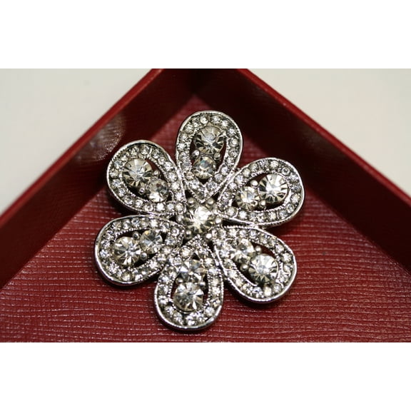 Silver-tone Rhinestone Snowflake Brooch, Pin & Pendant, Christmas Winter Snowflake Jewelry Gift, Wedding Jewelry