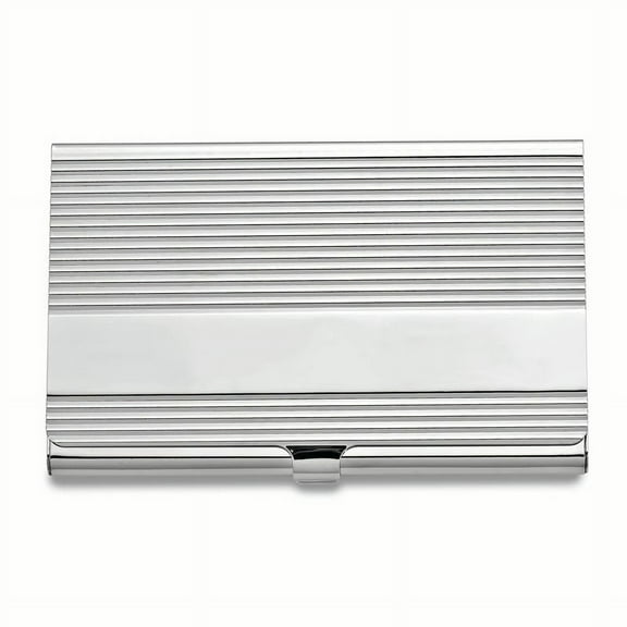Silver-tone Ribbed Business Card Case Q-GM4947