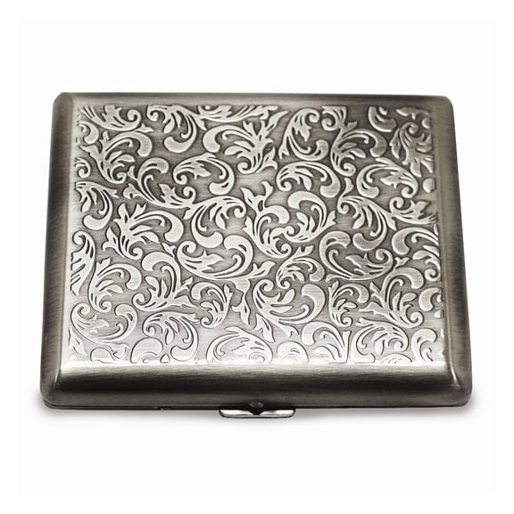 Silver-tone Scrolled Design (Holds 20) Cigarette / Card Case QGM12319