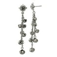 thumbnail image 1 of Silver-tone Surgical steel post Hematite Glass Stone and Beads Post Long Drop Dangle Earrings 71x14mm Wide Dangle Earrin, 1 of 2