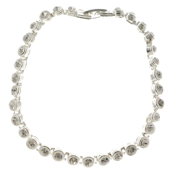 Silver-tone Tennis Bracelet with circle shaped crystal accents CTB14