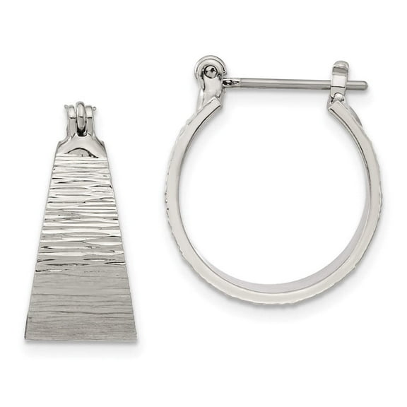 Silver-tone Textured Hoop Earrings 19x9.5mm Wide 10mm Thick - 5.9 Grams -  Jewelry Gift for Mom