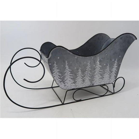 Silver with White Pine Tree Pattern Metal Sleigh