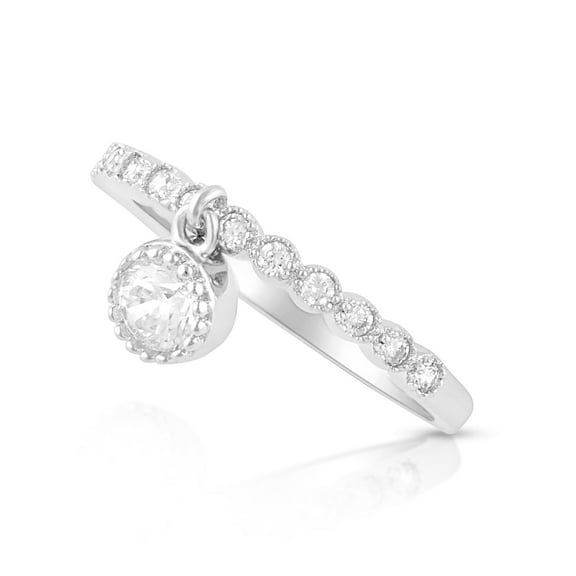 SilverCloseOut 925 Sterling Silver Thin Womens Cz Stackable Charm Ring - Size 10