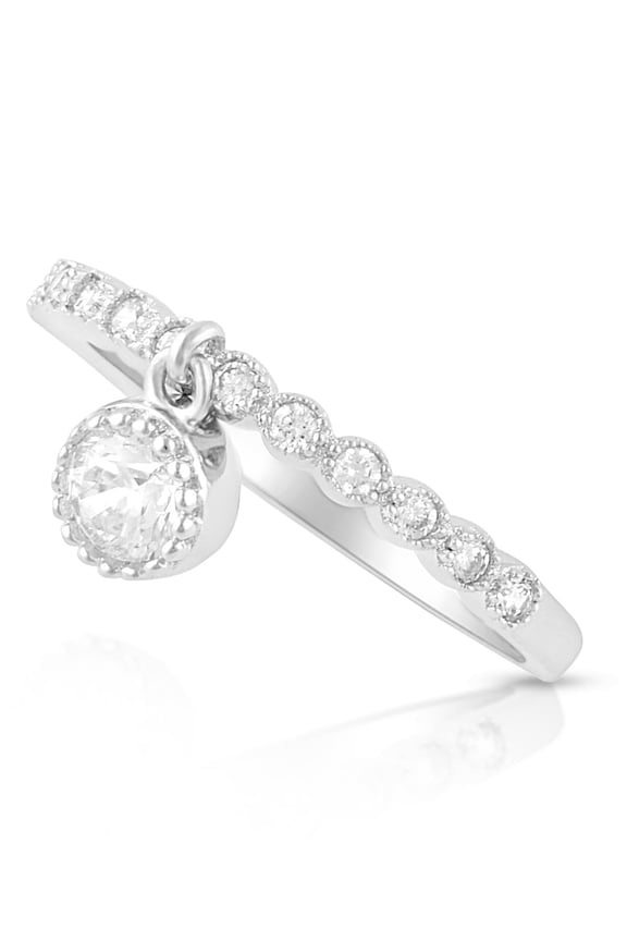 925 Sterling Silver Thin Cz Stackable Charm Ring