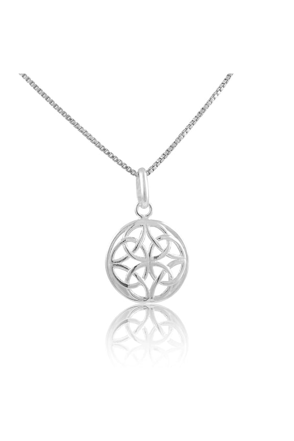 Irish Celtic Knot Womens Sterling Silver Necklace, 18 in Box Chain