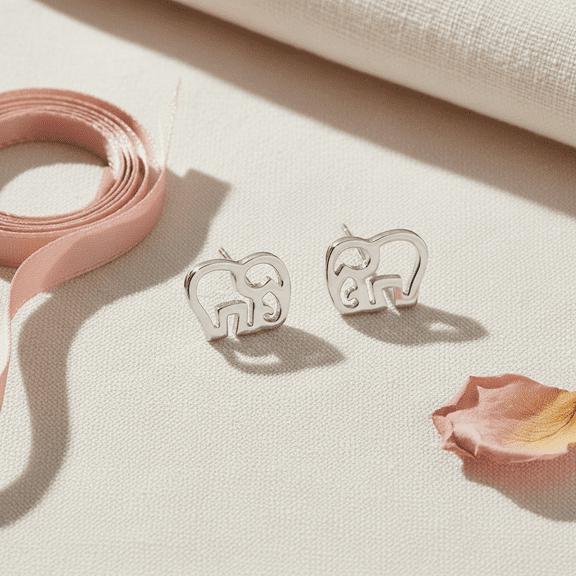 SilverCloseOut Womens Elephant Earrings, Sterling Silver, Elephant Studs for Teens